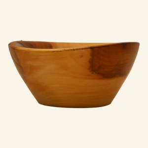 Hand-turned apple lap bowl for supported spinning