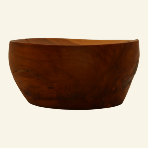 Hand-turned apple lap bowl for supported spinning – No. 9
